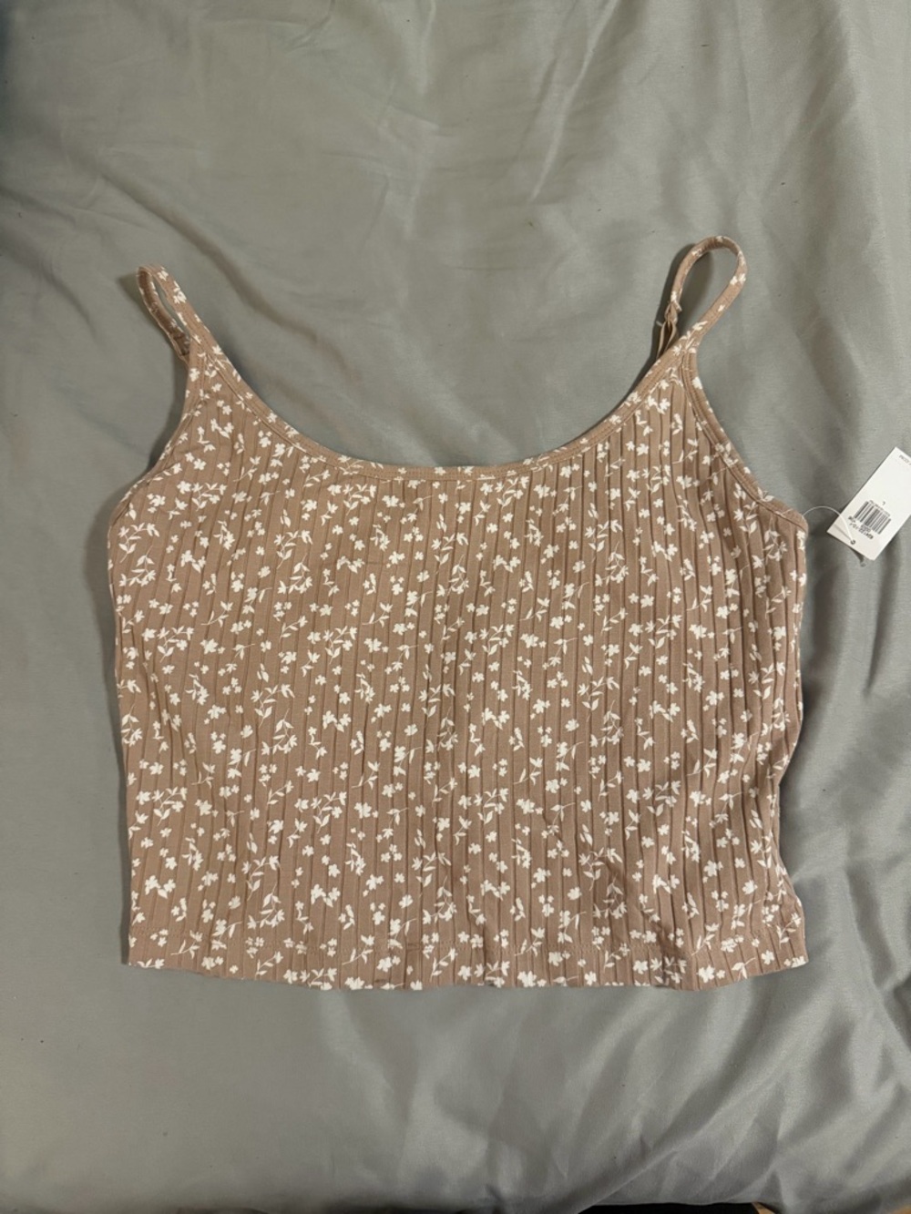 Old Navy Beige Floral Ribbed Cami Tank